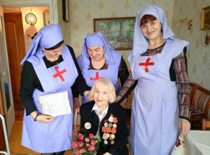 Накануне праздника защитников Отечества сёстры милосердия Георгиевского сестричества встретились с ветеранами Великой Отечественной войны 